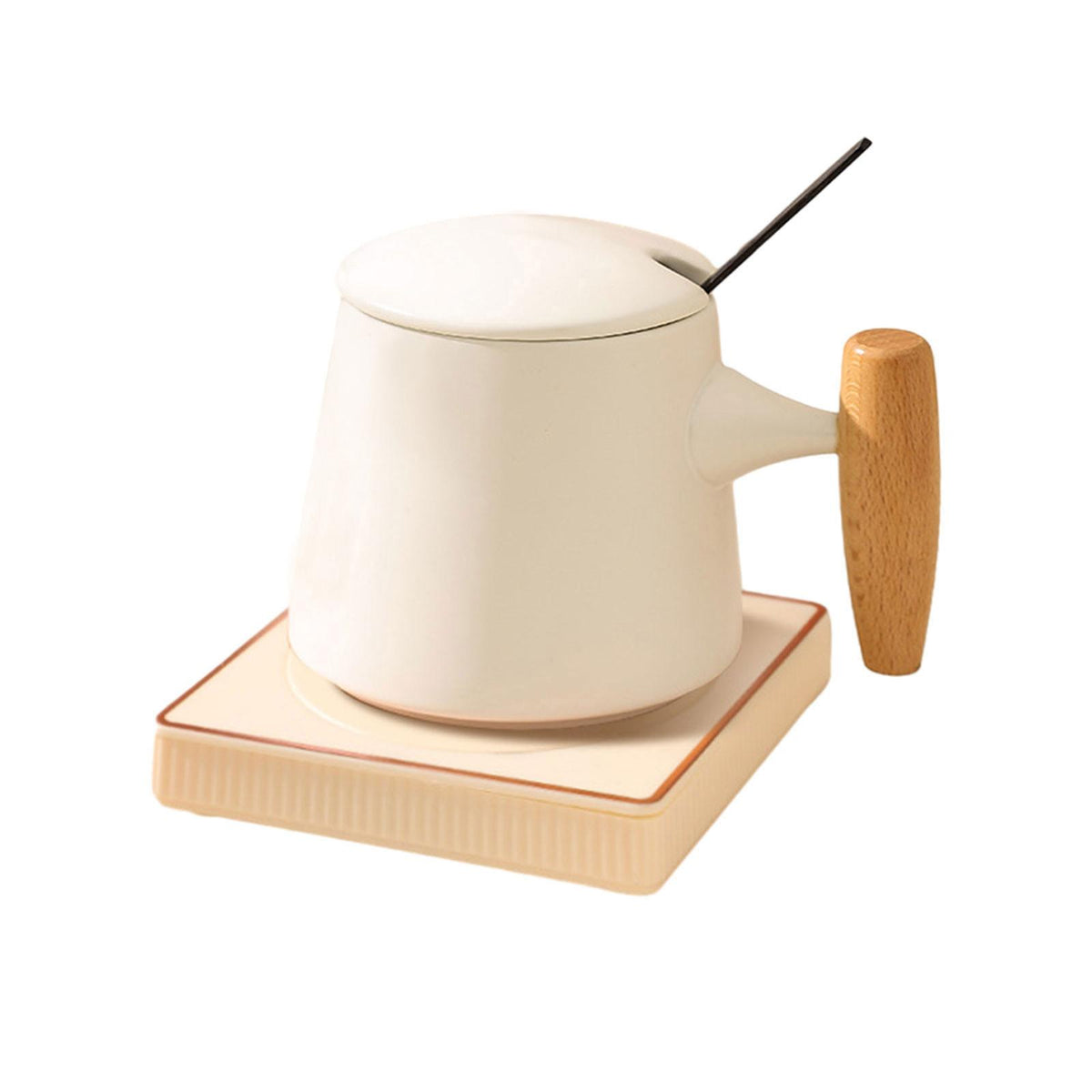 Maxbell Coffee Warmer and Mug Set for Desk Electric Beverage Warmer Plate for Office White with Base