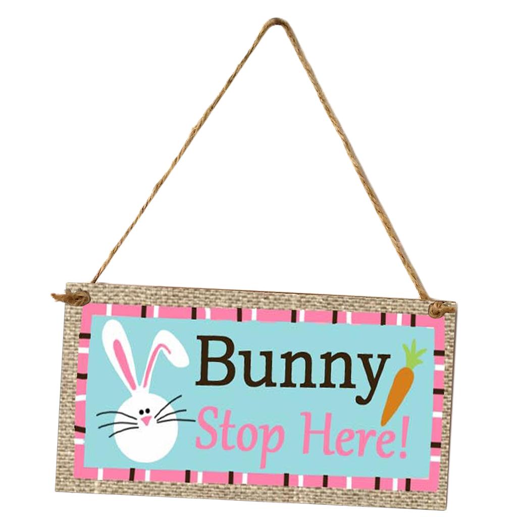 Maxbell Easter Wooden Plaque Decoration Door Hanging Display Sign Bunny Stop Here