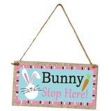 Maxbell Easter Wooden Plaque Decoration Door Hanging Display Sign Bunny Stop Here