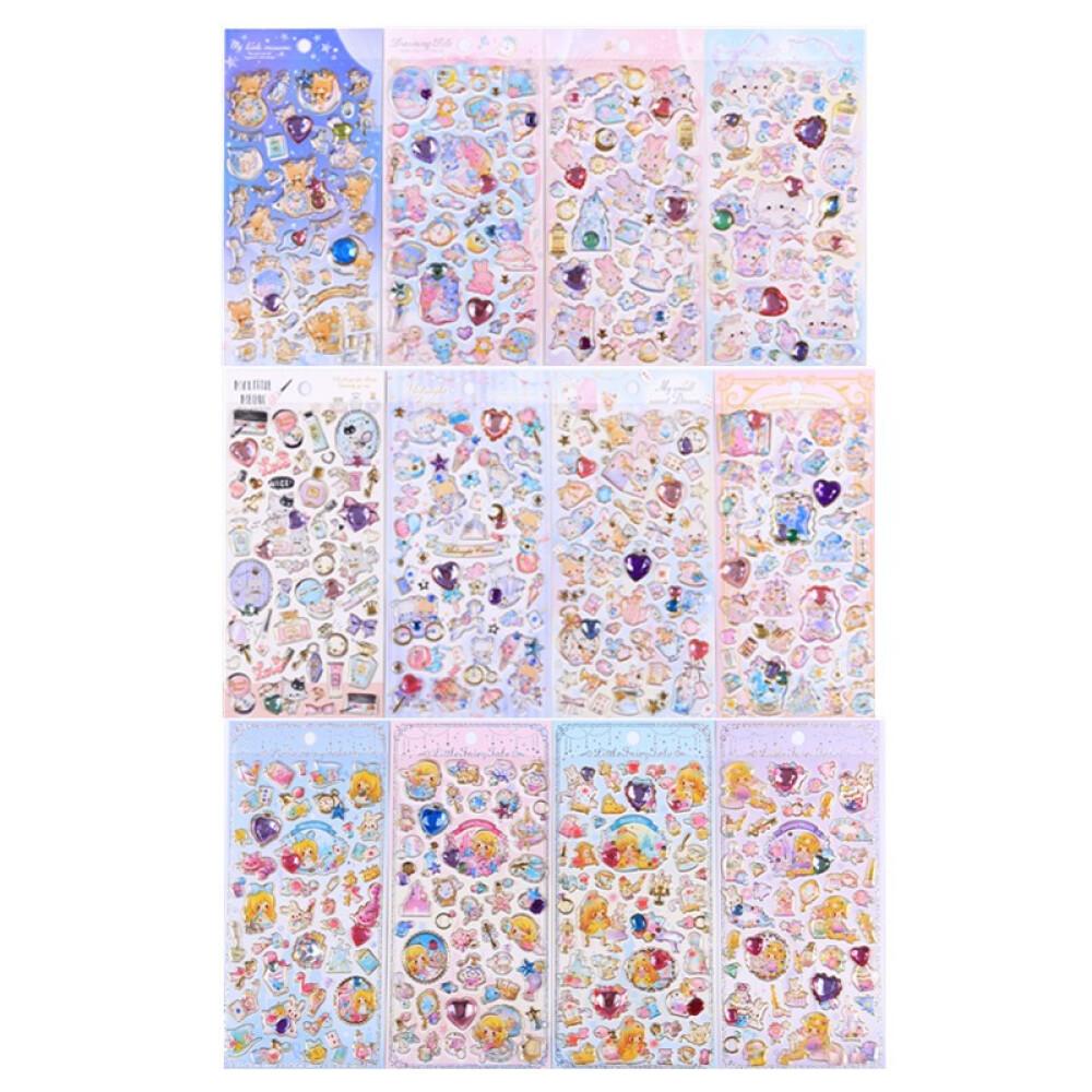 Maxbell 12 Sheets Scrapbooking Stickers Crystal Decorative Transparent DIY Craft