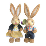 Maxbell 2 Pieces Easter Bunny Figurines Easter Decoration for Living Room Lawn Style A