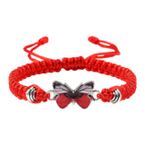 Maxbell Strand Braided Butterfly Charm String Bracelet Casual for Women Men Red