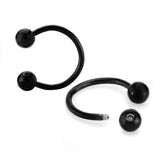 Maxbell Stainless Steel Horseshoe Ball Septum Lip Nose Ear Barbell Rings Black
