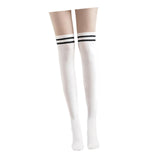 Maxbell Thigh High Stockings Hosiery Casual Costume Patchwork Thin Extra Long Womens Over the Knee white