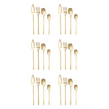 Maxbell 24x Stainless Steel Cutlery Set Kitchen Utensil Bar Tool for Golden