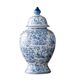 Maxbell Ceramic Ginger Jar with Lid Vase Traditional Chinoiserie for Home Round General Jar