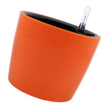 Max 7''Self Watering Planter with Water Level Gauge Decorative Flower Pot Orange
