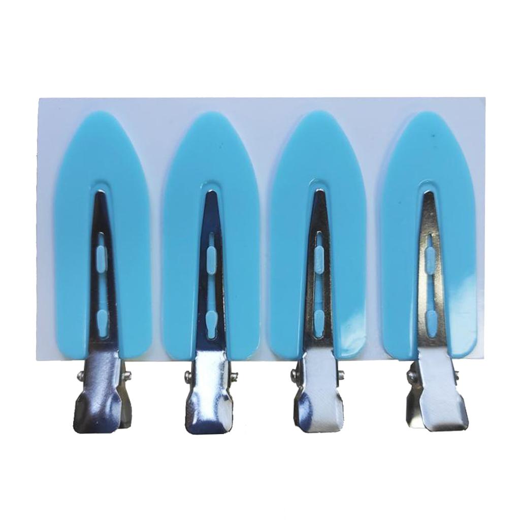 Maxbell 4Pcs No Bend Seamless Curl Pin Hair Clips Clamps for Makeup Hairstyling Blue Leaf