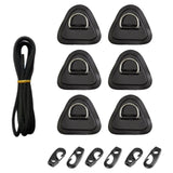 Maxbell PVC D Ring Patch Stainless Steel D Ring Deck Rigging for Surfboard Black