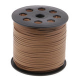 Maxbell 100 Yards Korean PU Leather String Rope Flat Cord Thread 2.6mm Light Brown