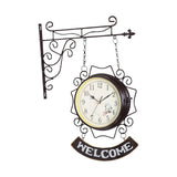 Maxbell Double Sided Wall Clock Creative Classic Iron for Bedroom Outdoor Hallway Coffee