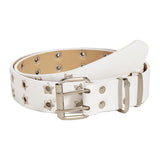 Maxbell Women Leather Belt Decorative Waistband Punk Waist Belt for Jean Pant White