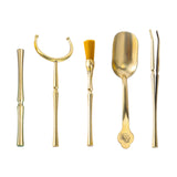 Maxbell Copper Tea Ceremony Set Organizer Craft Washing Clip Supplies Tea Fork 5pcs