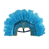 Maxbell Fashion Feather Headdress Art Headpiece for Stage Performance Photo Props Blue