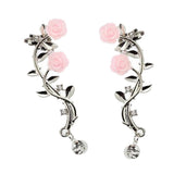 Maxbell Dimante Leaf Ear Cuff Climber Crawler Earrings Women Ear Clip Earring Silver