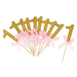 Maxbell 12 Glitter Number One Cake Cupcake Topper Pick Kid 1st Birthday Decor Gold