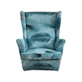 Maxbell Nonslip Wingback Chair Cover Elastic Modern Polyester Printed for Bedroom Blue