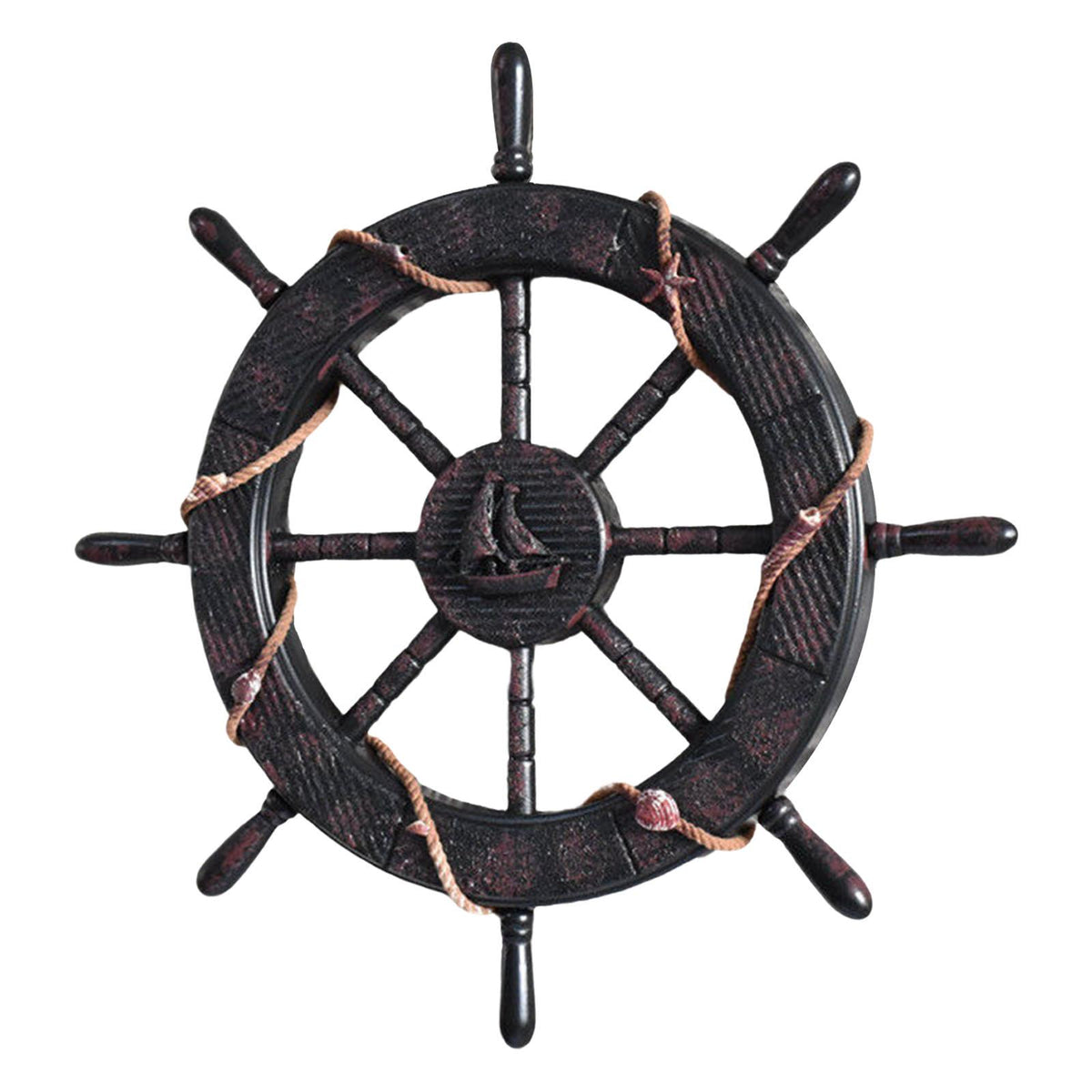 Maxbell Maxbell Nautical Ship Steering Wheel Door Hanging Ornament Boat Steering Beach Theme B