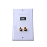Maxbell USB2.0 Port 2RCA Female Wall Outlet Audio ABS Plate