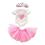 Maxbell 18'' American Girls Doll Princess Skirt Bodysuit & Crown Set Pink Love