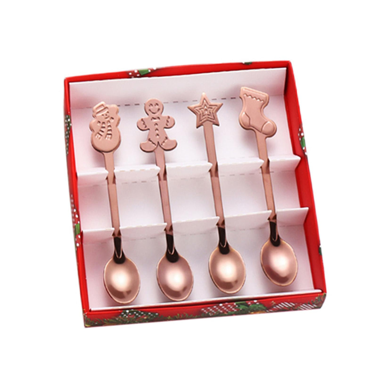 Maxbell 4 Stirring Spoon Home Ornament with Gift Box for Wedding rose gold