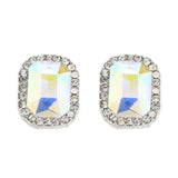 Max Fashion Geometric Stud Earrings Crystal Ear Studs Women Charm Jewelry Silver