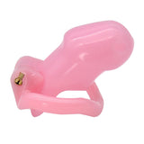 Maxbell Resin Male Chastity Cage Belt Device Penis Lock with 4 Rings Adult Toy Pink