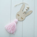 Max Nordic Wooden Beads Tassel Pendant Girls Wall Hanging Ornament Rabbit Pink