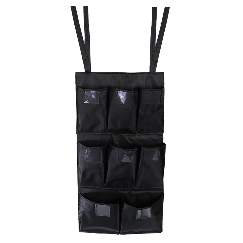 Maxbell 8-Pocket Cleaning Trolley Oxford Cloth Waterproof Trash Can Caddy Black