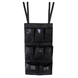 Maxbell 8-Pocket Cleaning Trolley Oxford Cloth Waterproof Trash Can Caddy Black