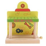 Maxbell Wooden Railway Train Set Building Accessories for Kids Gift Train Station