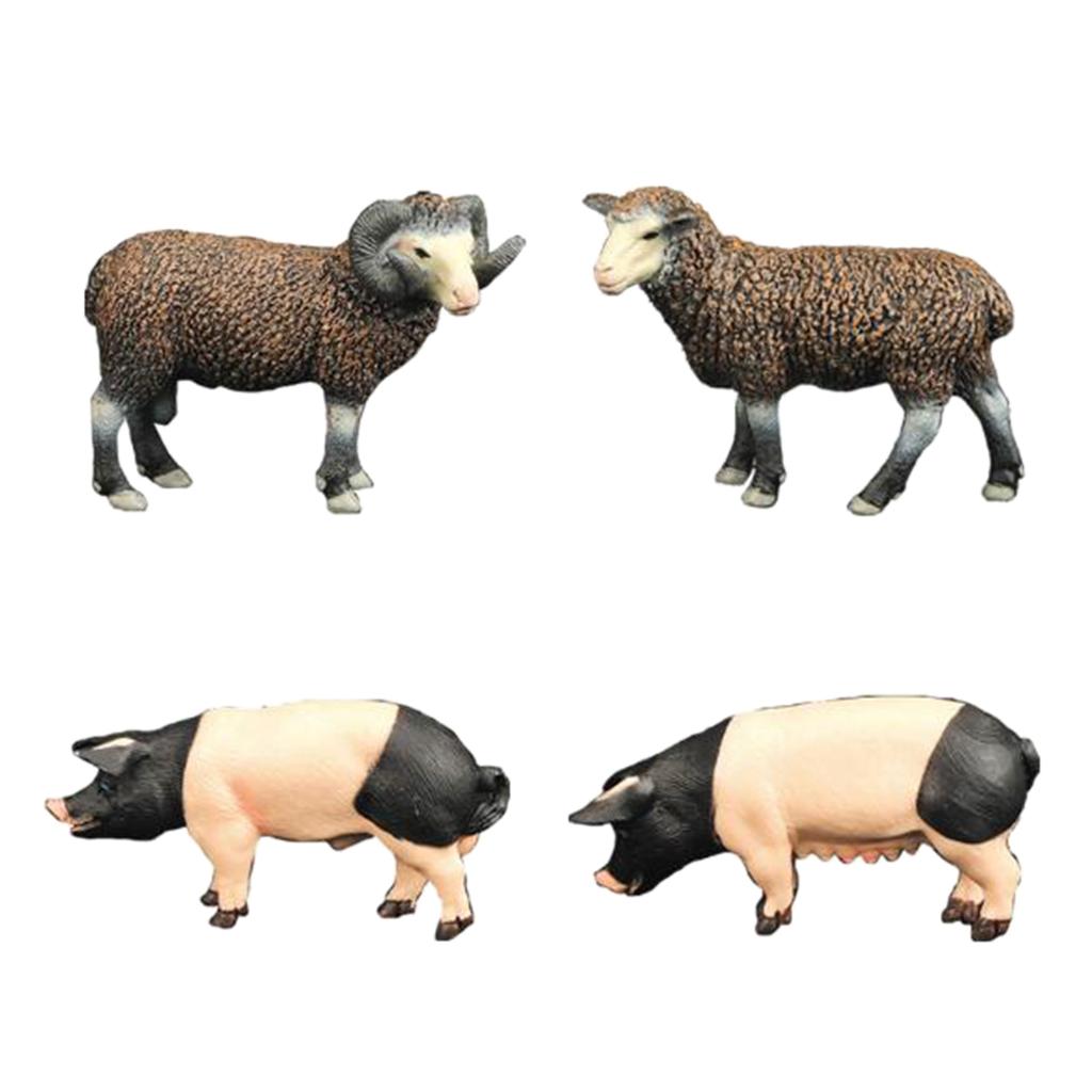 Max 4 Pieces Realistic Farm Animals Action Figure Model for Kids Pretend Toy Set