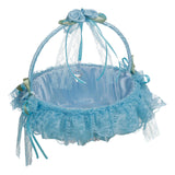 Maxbell Wedding Flower Basket Flower Bowknot Handles for Banquet Holiday Events Blue