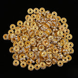 Maxbell 200Pcs 8mm Gold Plated Rhinestone Rondelle Spacer Beads for jewelery Making