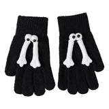 Maxbell Hand in Hand Gloves Soft Cartoon Lovely Gloves 3D Thermal Full Finger Gloves Black