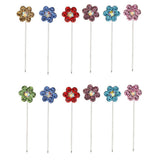 Maxbell 12 Pieces Flower Shape Crystal Hijab Scarf Pins Tailor Sewing Snag-Free Pins