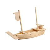Maxbell Japanese Cuisine Sashimi Boat Plate Wooden Serving Tray for Restaurant White Wooden