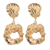 Max Irregular Round Drop Dangle Earrings Statement Punk Ear Studs Golden