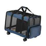 Maxbell Double Compartment Pet Carrier for Two Cats Wear Resistant for Cats Travel Blue