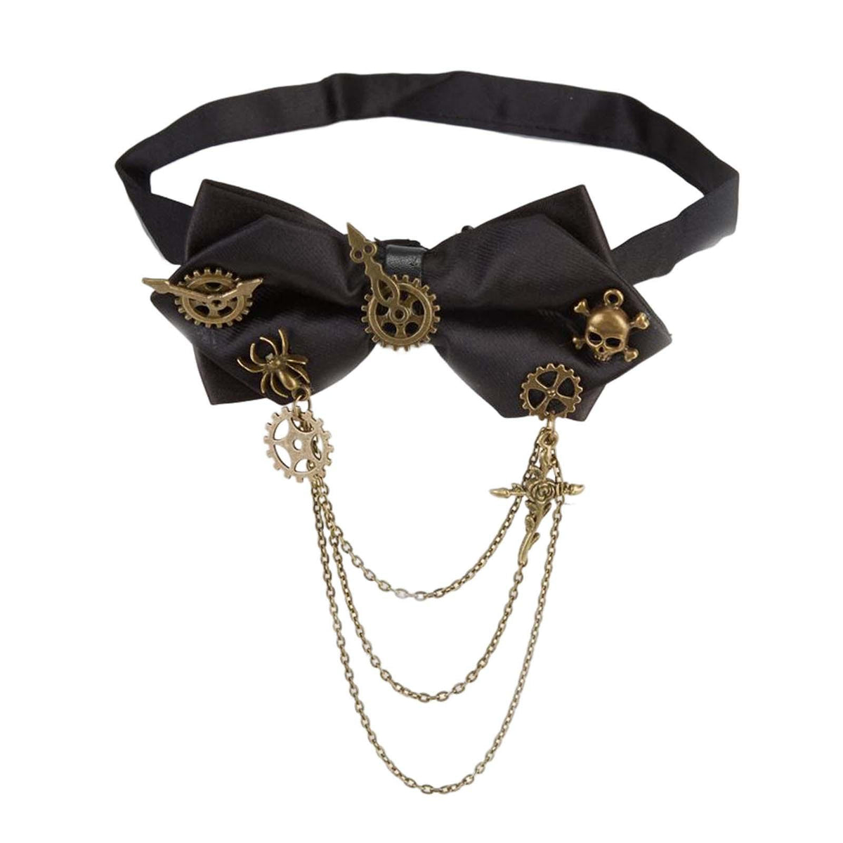 Maxbell Choker Collar Punk Necklace with Gear Chain for Girlfriend Comfortable Black Style B