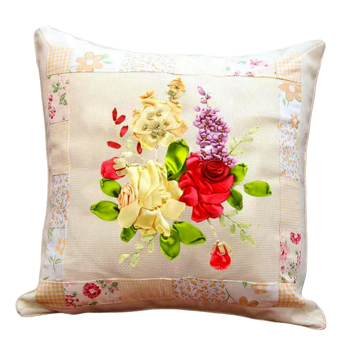 Maxbell Maxbell Embroidery Pillow Covers Kit Sewing Craft Floral Pattern for Wedding Bedroom Option 3