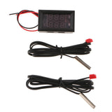 Max DC 4-28V Dual Display Digital Thermometer NTC Metal Probe Red Red Display