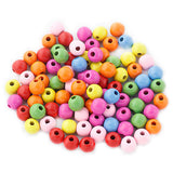 Maxbell 100Pcs Mixed Color Wooden Round Bead With Hole for DIY Craft Findings 12mm