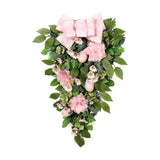 Maxbell Artificial Easter Teardrop Wreath Wall Hanging Swag for Party Garden Decor