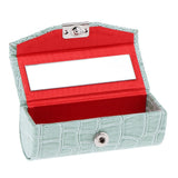 Max Leather Lipstick Case Holder Storage Box with Mirror for Purse Greyish-green