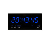 Maxbell Rectangle Digital Wall Clock USB Indoor Temperature Day of Week Large Number Blue