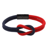 Maxbell Rope Bracelet Gifts Concentric Knot Braided for Couples Teens 20cm Red Navy