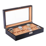 Maxbell Fashion Luxury Black 6/12Grids PU Leather Watch Box Storage Cases 12 Grids