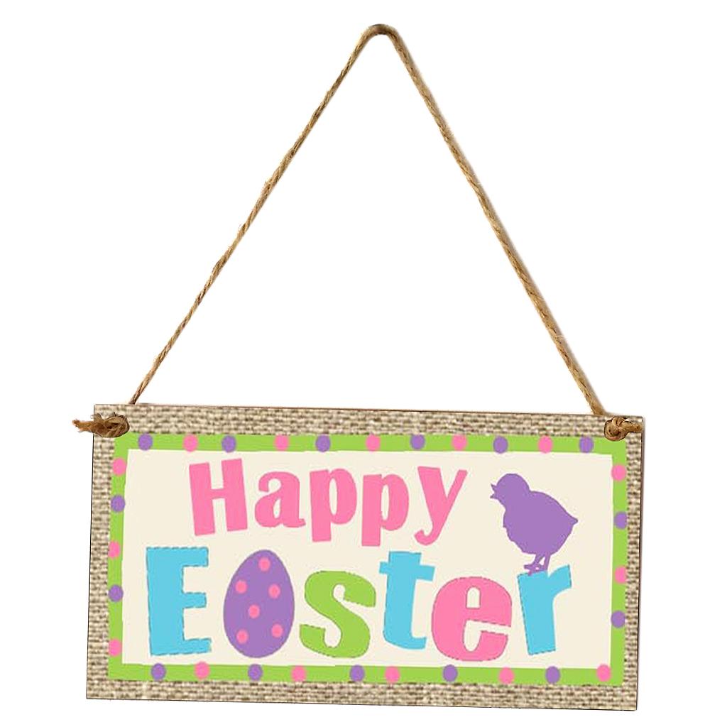 Maxbell Easter Wooden Plaque Decoration Door Hanging Display Sign Happy Easter 1