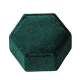 Maxbell Hexagonal Corduroy Ring Box Holder Case Display Velet Box for Proposal Girls Green